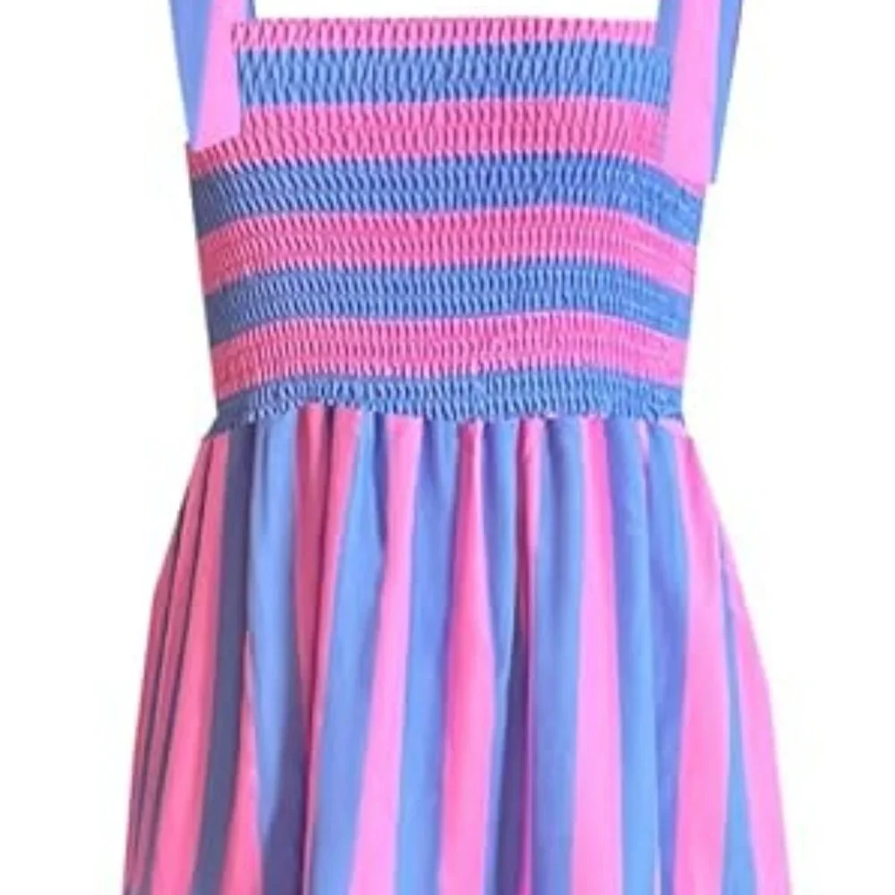 Ice Cream Striped Square Neck Tiered Maxi Dress - Picture 3 of 4